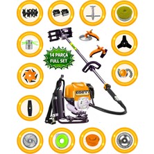 EISENN German BCF 550 Sırt Tipi Ot Çim Biçme Tırpanı 14 Parça Full Toprak Eşeleme Akrobat Çapa Çelik Fırça