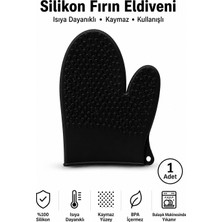 Evolis Kitchen 1 Adet Silikon Isıya Dayanıklı Yanmaz Yapışmaz Fırın Eldiveni Siyah