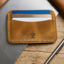 Parla Leather Simona El Yapımı Hakiki Gerçek Deri Kadın Erkek Kart Cüzdan Kızıl Taba