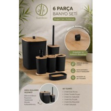 Okyanus Home Yapışkanlı Gerçek Bambu Siyah 6'lı Safir Banyo Seti