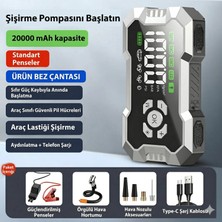 Mucosan 12V 4000AMP 20.000MAH Akıllı Akü Takviye + Powerbank + Hava Kompresörü + LED Lamba Işıklı Oto Marş Hava Kompresörü