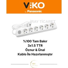 Viko 6'lı Anahtarlı 10 Metre Topraklı Çocuk Korumalı Kablolu Grup Priz
