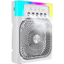 İlanib Ticaret Su Püskürtmeli Mini Klima Fan USB Şarjlı Masaüstü Soğutucu Rgb Işıklı