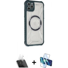 Pileli Store Pilelistore™ iPhone 11 Pro Max Kılıf Kutup Modern - Siyah 3D Antistatik Cam Ekran Koruyucu + Kamera Lens Koruma Cam - Sf