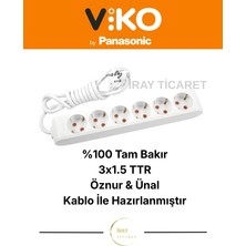 Viko 6'lı 10 Metre Topraklı Çocuk Korumalı Kablolu Grup Priz