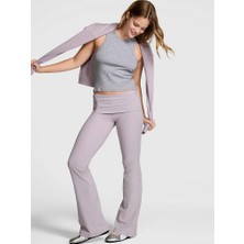 Pink Beli Katlanabilen Ispanyol Paça Tayt - Açık Lila