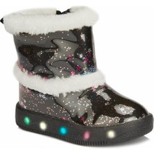 Vicco Kız Çocuk Işıklı Yağmur Çizmesi Siyah P.U Slip-On Kapama Özelliği ile Rahat Taban