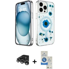 Pileli Store Pilelistore™ iPhone 15 Pro Kılıf Kozmos Doku - Şeffaf Royal Nano Ekran Koruyucu + Raze Metal Kamera Lens - Gs