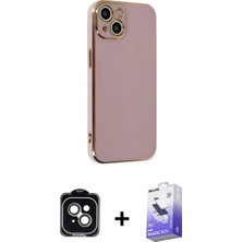 Pileli Store Pilelistore™ iPhone 14 Kılıf Yankı Serisi - Siyah Bilvis 5in1 5d Magic Hayalet Cam Ekran Koruyucu + Pvd Metal Kamera Lens - Yl