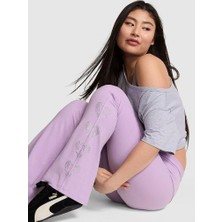 Pink Beli Katlanabilen Ispanyol Paça Tayt - Açık Mor