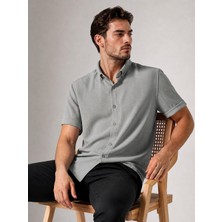 Classics Men Reeport Likralı Kısa Kol Slim Fit Çizgili Gömlek - 7640