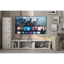 Beyaz Tv Sehpası / 4 Bölmeli Dikey Dolap ve Açık Raflı Ünite PNR-TVT-1024