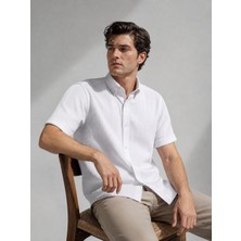 Classics Men Reeport Likralı Kısa Kol Slim Fit Çizgili Gömlek - 7640