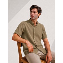 Classics Men Reeport Likralı Kısa Kol Slim Fit Çizgili Gömlek - 7640