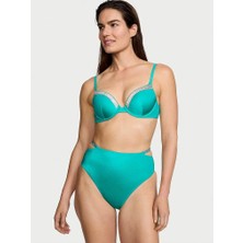Victoria's Secret Swim Işıltılı Askılı Yüksek Bel Cheeky Bikini Altı - Deniz Mavisi