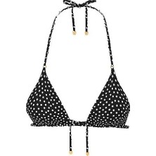 Victoria's Secret Swim Essential Üçgen Bikini Üstü - Siyah Beyaz Puantiyeli