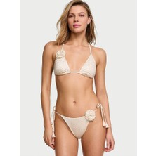 Victoria's Secret Swim Rosette Işıltılı Askılı Cheeky Bikini Altı - Beyaz