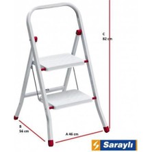 Kaia Life Saraylı Pratik Metal Merdiven Beyaz 2 Basamaklı