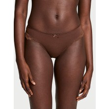 Victoria's Secret Esnek Pamuklu Dantel Kenarlı Bikini Külot - Ganaj