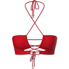 Victoria's Secret Swim Büzgülü Dönüştürülebilir Bandeau Bikini Üstü - Ruj Kırmızısı