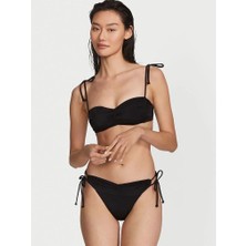 Victoria's Secret Büzgülü Işıltılı Bralette Bikini Üstü - Işıltılı Siyah