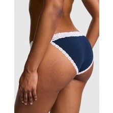 Pink Dantelli Pamuklu Bikini Külot - Lacivert Beyaz