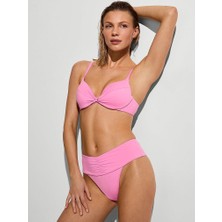 Victoria's Secret Swim Büzgü Detaylı Yüksek Bel Bikini Altı - Toz Pembe