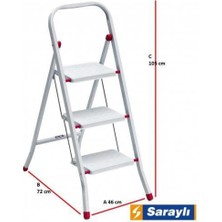Kaia Life Saraylı Pratik Metal Merdiven Beyaz 3 Basamaklı