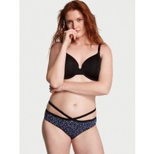 Victoria's Secret Fitilli Pamuklu Bikini Külot - Siyah Çiçekli
