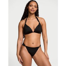 Victoria's Secret Swim Essential Harlow Halter Yaka Push-Up Bikini Üstü - Saf Siyah