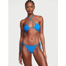 Victoria's Secret Swim Büzgülü Bağlama Detaylı Bikini Üstü - Mavi Şok