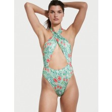 Victoria's Secret Cut-Out Detaylı Halter Yaka Mayo - Kelebekli Çiçek Desenli