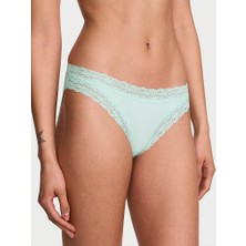 Lace Trim Dantelli Pamuklu Bikini Külot - Açık Yeşil