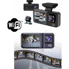 Kaia Life Araç Kamerası - 3 Kameralı Wifi Ön , Iç ve Arka Full Hd Dvr Araç Içi Ekranlı Kamera