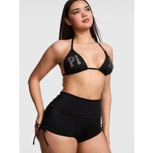 Pink Swim Beli Katlanabilir Yüksek Bel Bikini Altı - Siyah