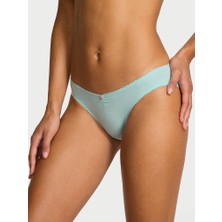 Victoria's Secret Esnek Pamuklu Kalp Dantelli Bikini Külotu - Mavi