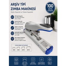 ArtMaster Büyük Boy Zımba Makinesi 1 Adet Temat 9900 Arşiv Tipi Zımba Makinası 100 Yaprak Kapasiteli Zımba Teli Kollu Zımba