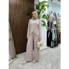 Esra Butik Vizon Pantolon Tunik Takım Lakost Kumaş Yeni Sezon