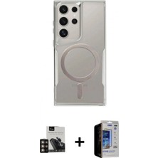 Pileli Store Pilelistore™ Galaxy S23 Ultra Kılıf Yadigar Klasik Özel Seri - Siyah Durable Full Glue Curved Hayalet Cam + Pvd Metal Kamera Lens - Gd