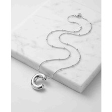 Noshnosh 316L Cerrahi Çelik Kararmaz Silver Balon Harf Kolye