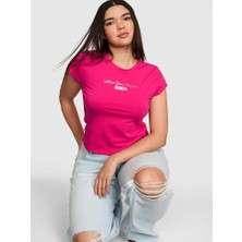 Pink Pamuklu Bebe Yaka Tişört - Fuşya