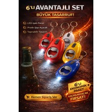 Mini LED Anahtarlık Fener Açacak Işıklı Şişe Açacak Anahtarlık 6 Adet