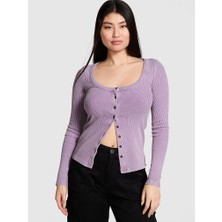 Pink Vintage Düğmeli Uzun Kollu Ribanalı Üst - Donmuş Erik