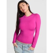 Pink Base Stretch Uzun Kollu Tişört - (Tek Renk)