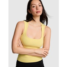 Pink All-Day Yumuşak Fitilli Askılı Bluz - Limon Sarısı
