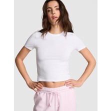 Pink Pamuklu Tişört - Beyaz