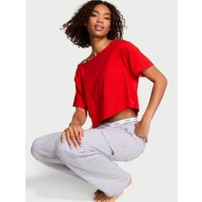 Pink Bol Kesim Crop Tişört - (Tek Renk)
