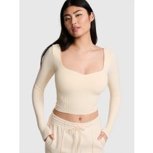 Pink Soft Seamless Uzun Kollu Kalp Yaka Üst - Beyaz Deniz Kabuğu