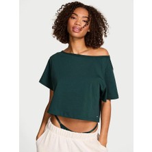 Pink Bol Kesim Crop Tişört - (Tek Renk)