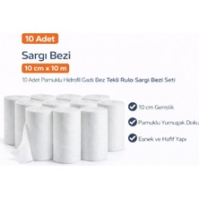 Sargı Bezi 10 cm x 10 M 10 Adet Pamuklu Hidrofil Gazlı Bez Tekli Rulo Sargı Bezi Seti